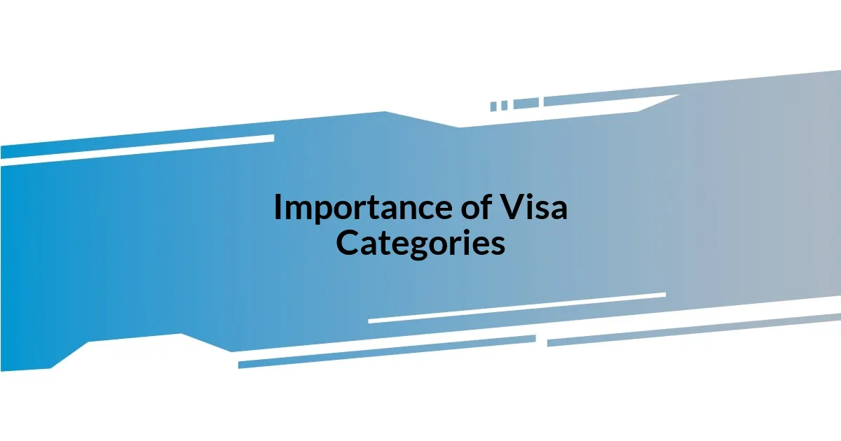 Importance of Visa Categories