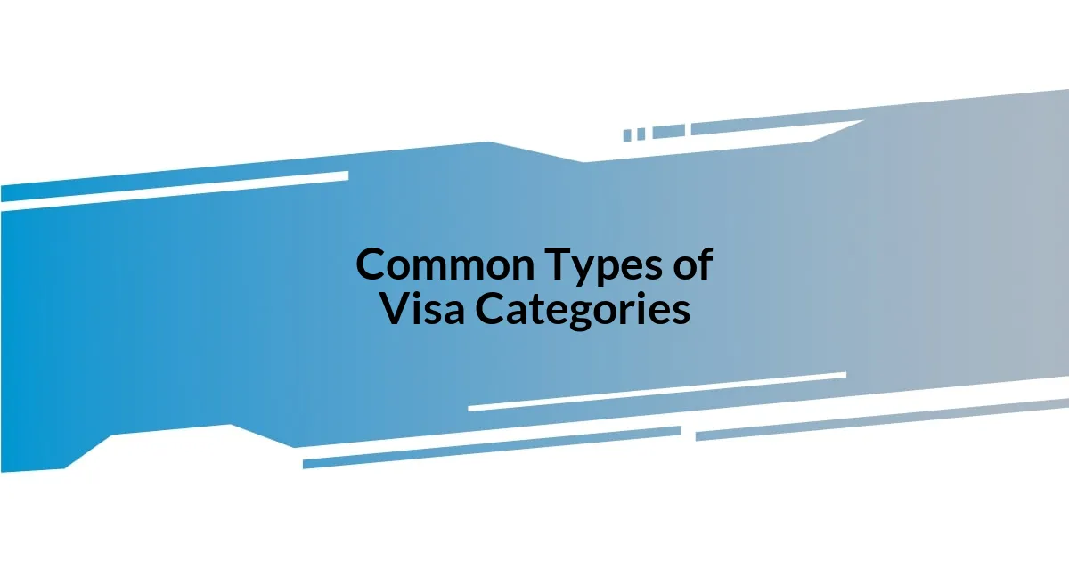 Common Types of Visa Categories